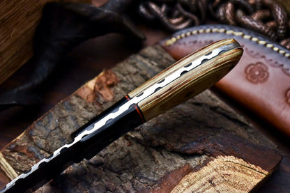 HS-701 Custom Handmade Damascus Steel Skinner Knife - Beautiful Wood Handle