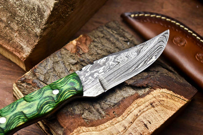 HS-705 Custom Handmade Damascus Steel Skinner Knife - Beautiful Wood Handle