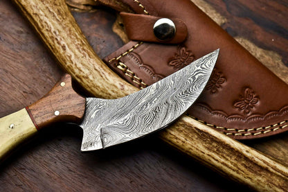 HS-406 | Custom Handmade Awesome Camel Bone Handle Damascus Steel Hunting Knife - Great Price