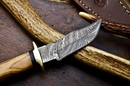 HS-710 Custom Handmade Damascus Steel Skinner Knife - BeautifulWood Handle