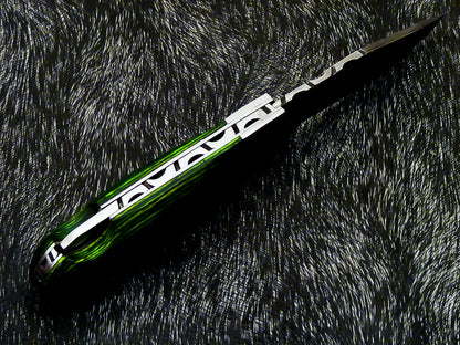 HS-1118 '' CUSTOM HANDMADE DAMASCUS BLADE POCKET FOLDING KNIFE - HARD WOOD HANDLE