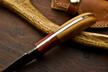 HS-721 Custom Handmade Damascus Steel Skinner Knife - Hard Wood Handle