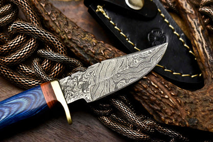 HS-713 Custom Handmade Awesome Hard Wood Handle Damascus Steel Skinner Knife With Best Price
