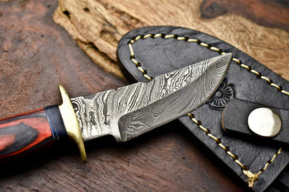 HS-398 | Custom Hand Made Damascus Steel Blade Hunting Miniature Knife | HARD WOOD