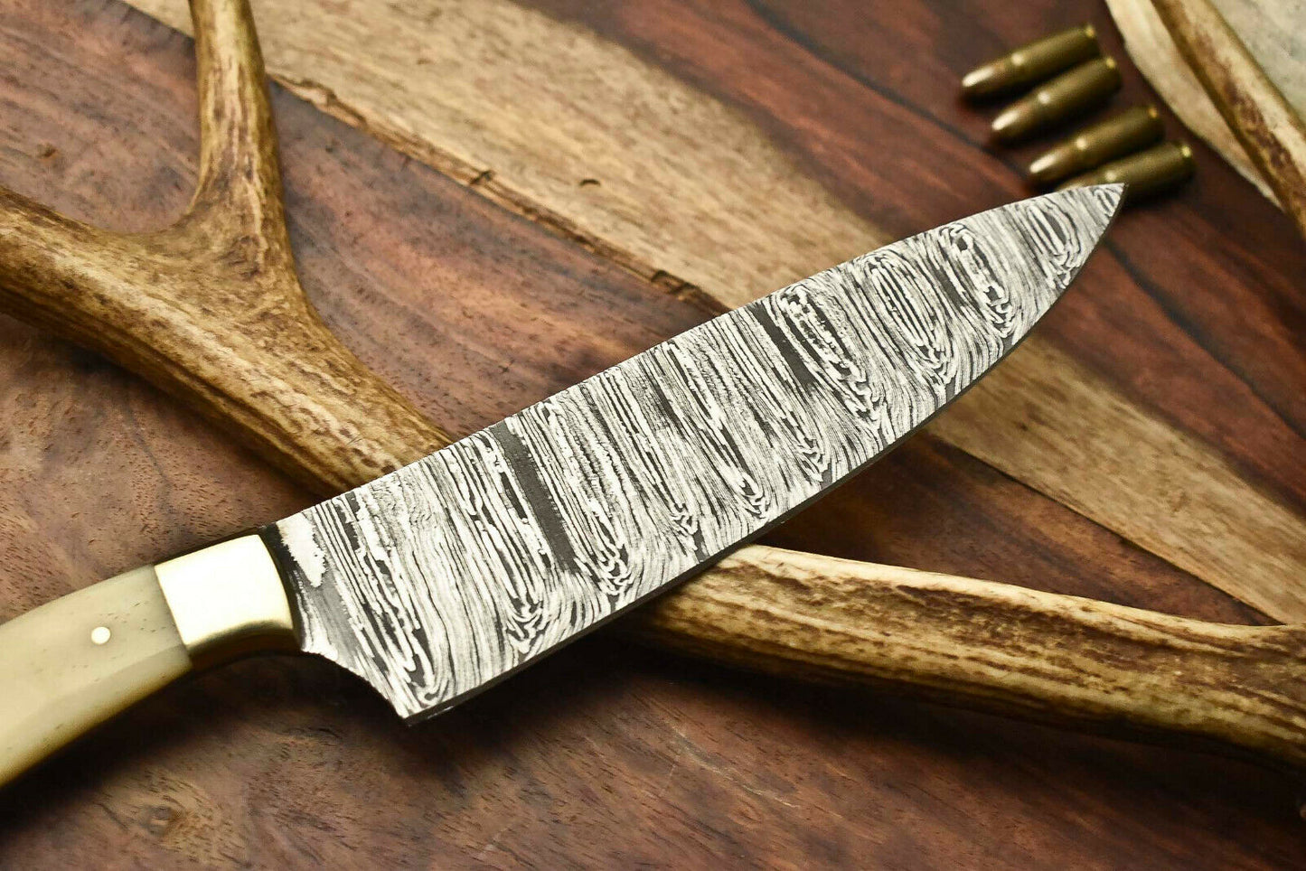 HS-265 Hand Made Damascus Steel Blade Chef Kitchen Full Tang Knife | CAMEL BONE Best gift for mom