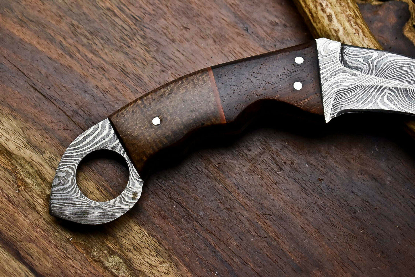 HS-909 Custom Handmade Damascus Steel Karambit Knife - Beautiful Micarta Wood Handle