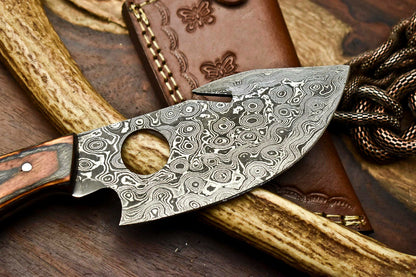 HS-637 Custom Handmade Damascus Hunting Skinning Blade Hunter Camping Full Tang Knife