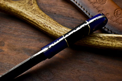 HS-409 | Custom Handmade Camel Bone & Buffalo Horn Handle Damascus Steel Hunting Knife - Great Price