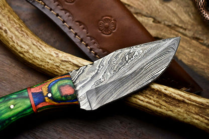 HS-679 Custom Handmade Damascus Steel Skinner Knife - Beautiful Hard Wood Handle