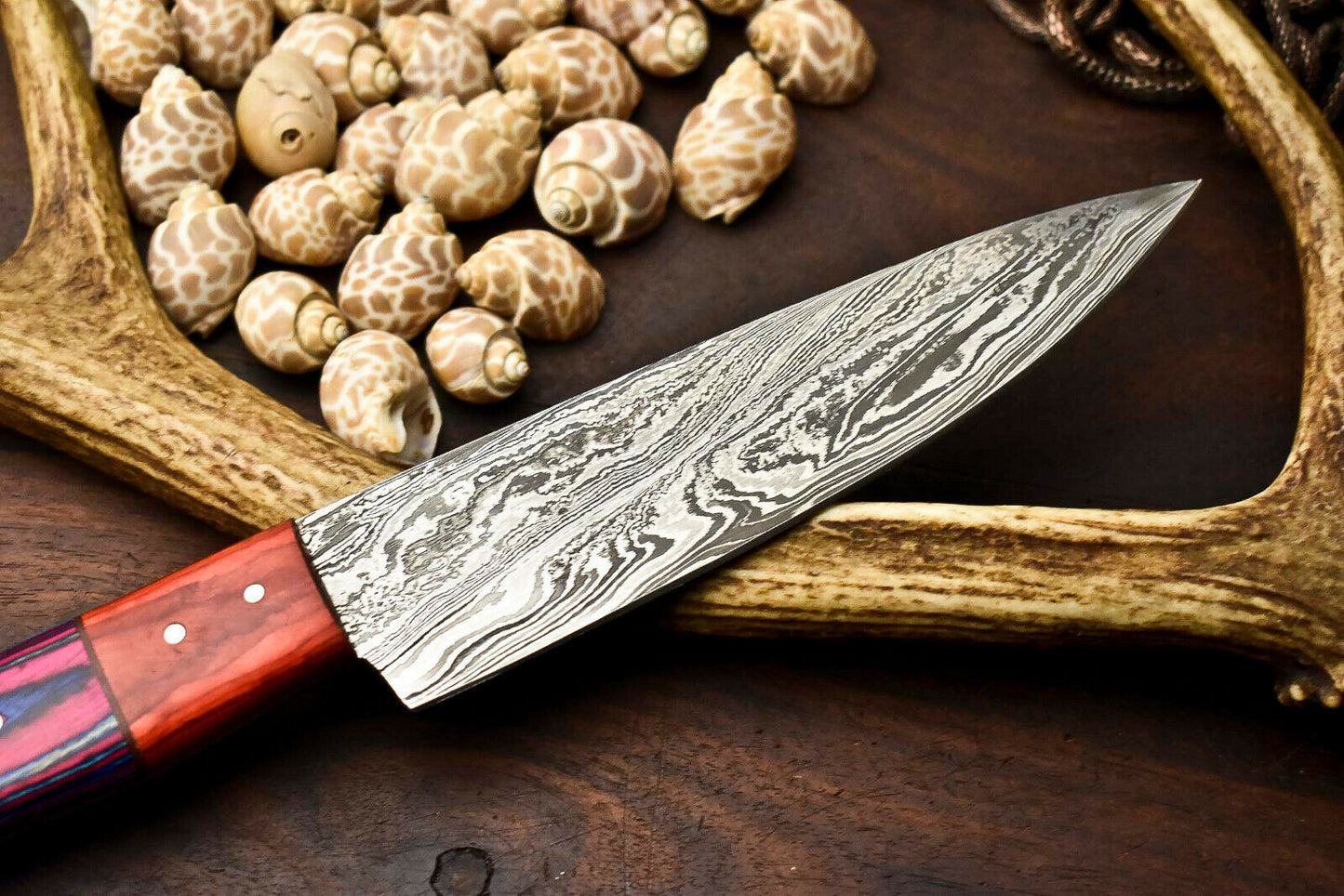 HS-282 Hand Made Damascus Steel Blade Chef Kitchen Full Tang Knife | Hard Wood