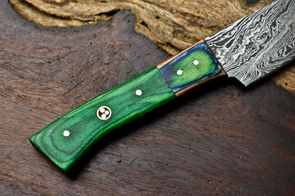 HS-609 Hand Made Damascus Steel Blade Chef Kitchen Full Tang Knife | HARD WOOD