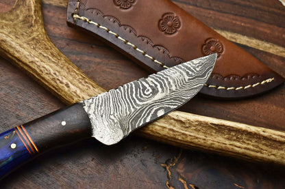 HS-602 Handmade Damascus Skinning Blade Camping Full Tang Knife