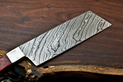 HS-283 Hand Made Damascus Steel Blade Chopper Cleaver Knife Full Tang Knife | Hard Wood