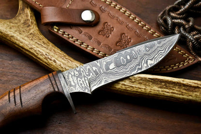 HS-408 | Custom Handmade Awesome Wood Handle Damascus Steel Hunting Knife - Great Price