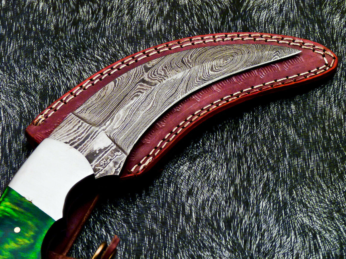 HS-892 Custom Hand Forged Damascus Steel 10" Karambit Knife - Hard Wood Handle