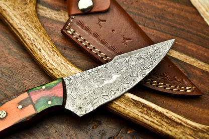 HS-606 Handmade Damascus Skinning Blade Camping Full Tang Knife