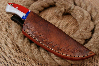 HS-745 6.0'' Custom Handmade High Carbon Mini Skinner Knife With Flag Resin Handle