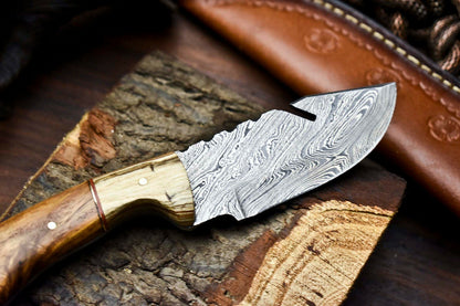 HS-639 Custom Handmade Damascus Hunting Skinning Blade Hunter Camping Full Tang Knife