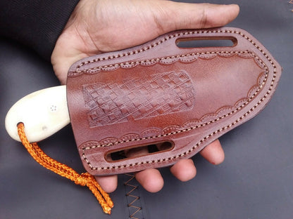 HS-990 HANDMADE COWBOY KNIFE 8" DAMASCUS BULL CUTTER KNIFE