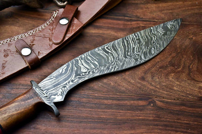 HS-865 Custom Handmade Damascus Steel Hunitng/Kukri Knife - Wood & Bone Handle