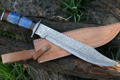 HS-321 Custom Hand Made Hunting Bowie Knife, Survival Knife, Camping Tool, Damascus