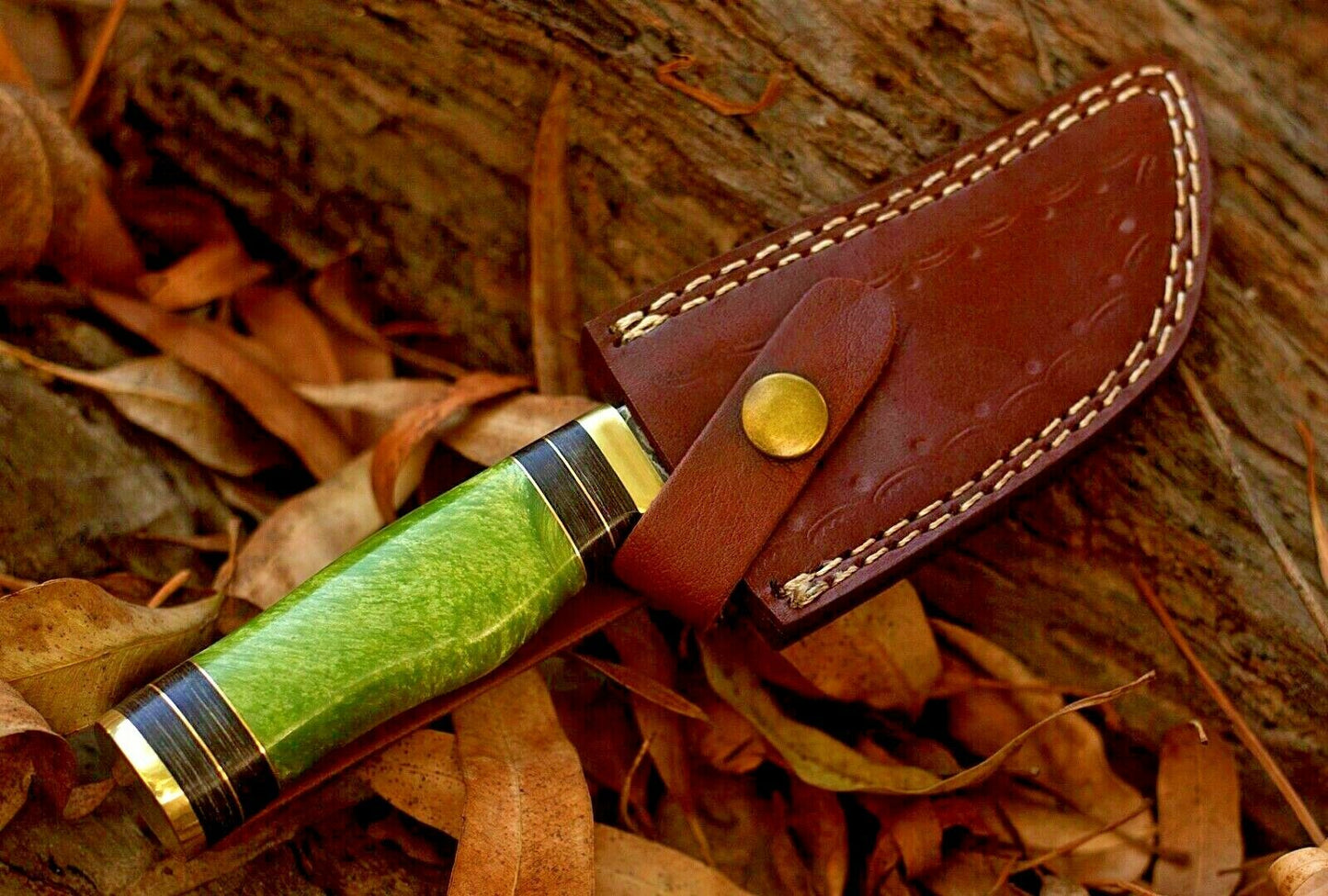 HS-388 '' CUSTOM HANDMADE FORGED DAMASCUS Steel Hunting Knife W/Resin & Brass Guard Handle