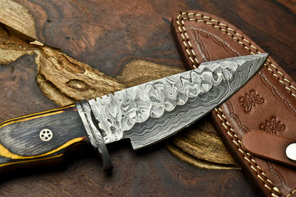 HS-395 | Handmade Damascus Steel Blade Hunting Knife | HARD WOOD