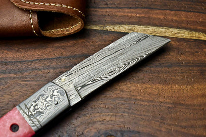 HS-1135 Custom Handmade Damascus Steel Blade Liner-Lock Pocket Folding Knife | CORIAN