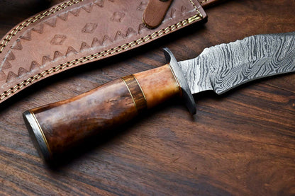 HS-410 | Custom Handmade Damascus Steel Hunting Knife - Camel Bone Handle