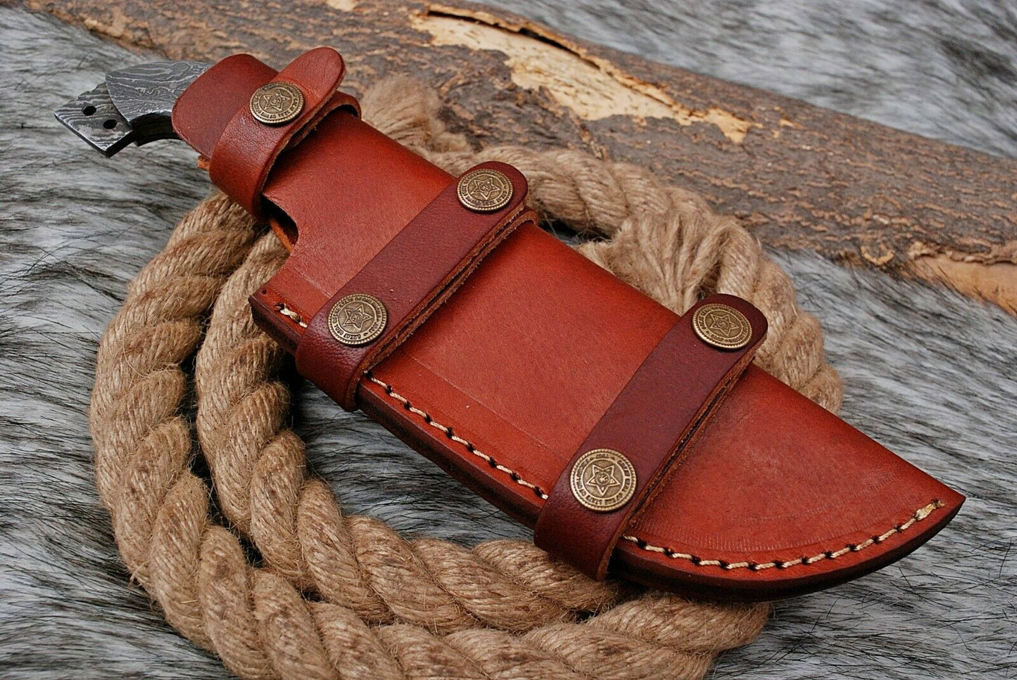 HS-943 Custom Handmade Damascus Hunting Tracker Knife With Damascus Handle