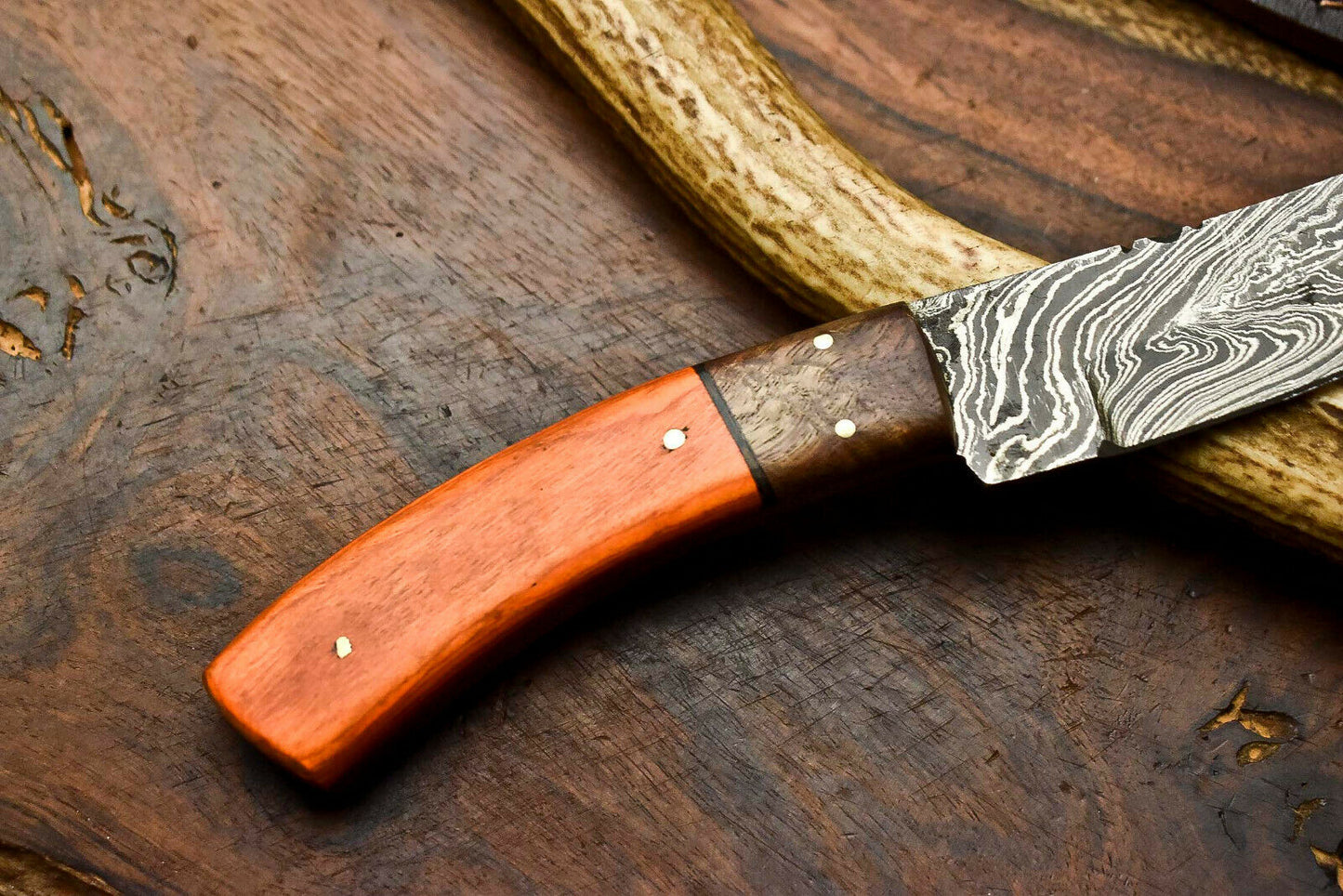 HS-621 Handmade Damascus Skinning Blade Camping Full Tang Knife