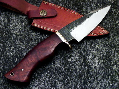 HS-377 '' Custom Hand Forged Railroad Spike Carbon Steel 10" Skinning Knife Wood