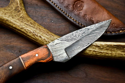 HS-697 Custom Handmade Damascus Steel Skinner Knife - Beautiful Wood Handle