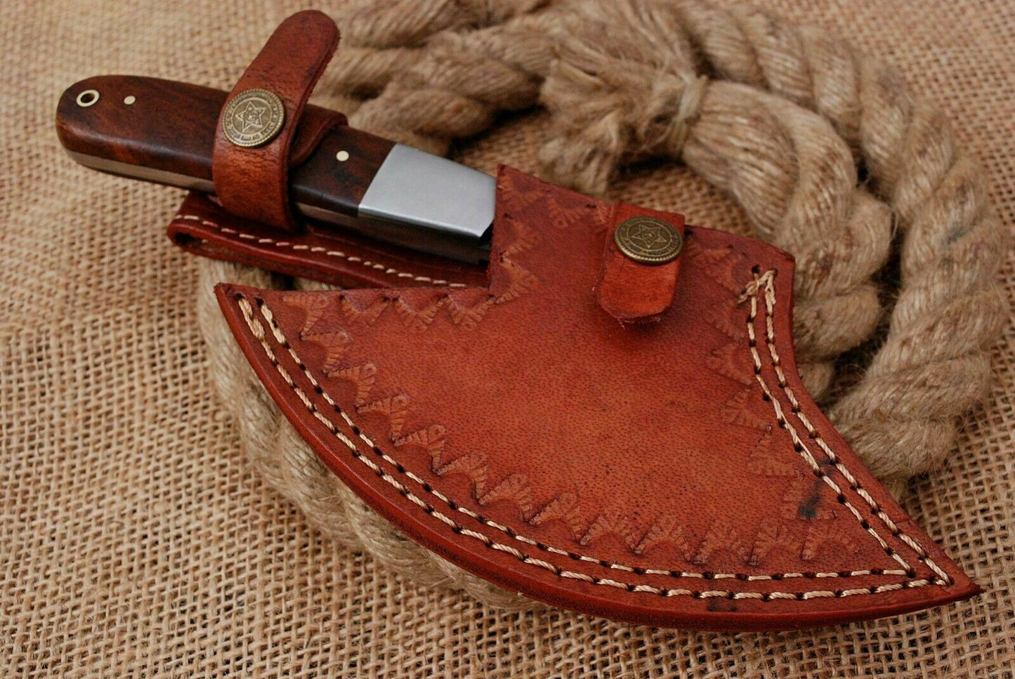 HS-1062 | 8.0'' Custom Handmade High Carbon Mini Axe Knife With Wood Handle
