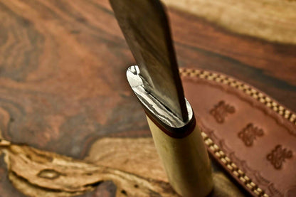 HS-320 Custom Hand Made Damascus Steel Blade Bowie Hunting Knife | CAMEL BONE