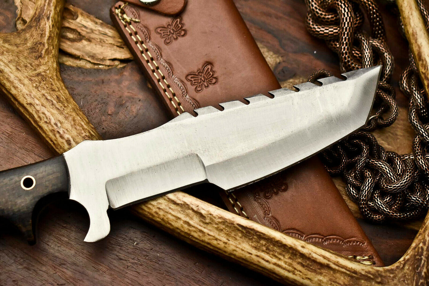HS-926 Custom Handmade Stainless Steel Tracker Knife - Beautiful Hard Wood Handle