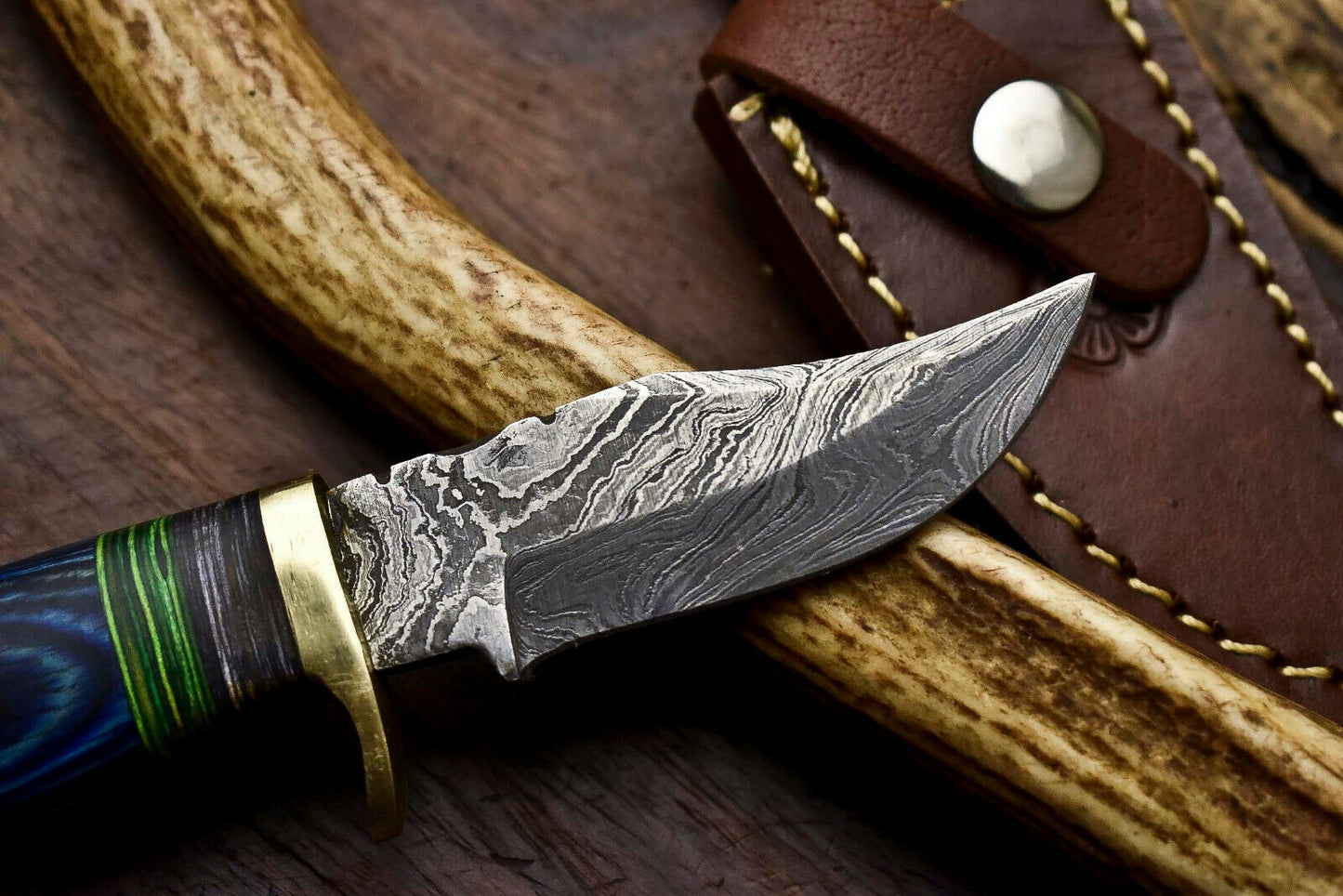 HS-676 Custom HandMade Damascus Steel Blade Hunting Miniature Knife | HARD WOOD