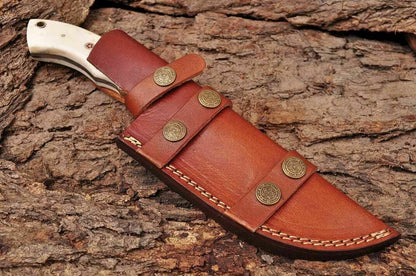 HS-934 Custom Handmade Damascus Steel Tracker-Hunting Knife With Camel Bone Handl