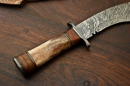 HS-870 Custom Handmade Damascus Steel Hunitng/Kukri Knife - Camel Bone Handle