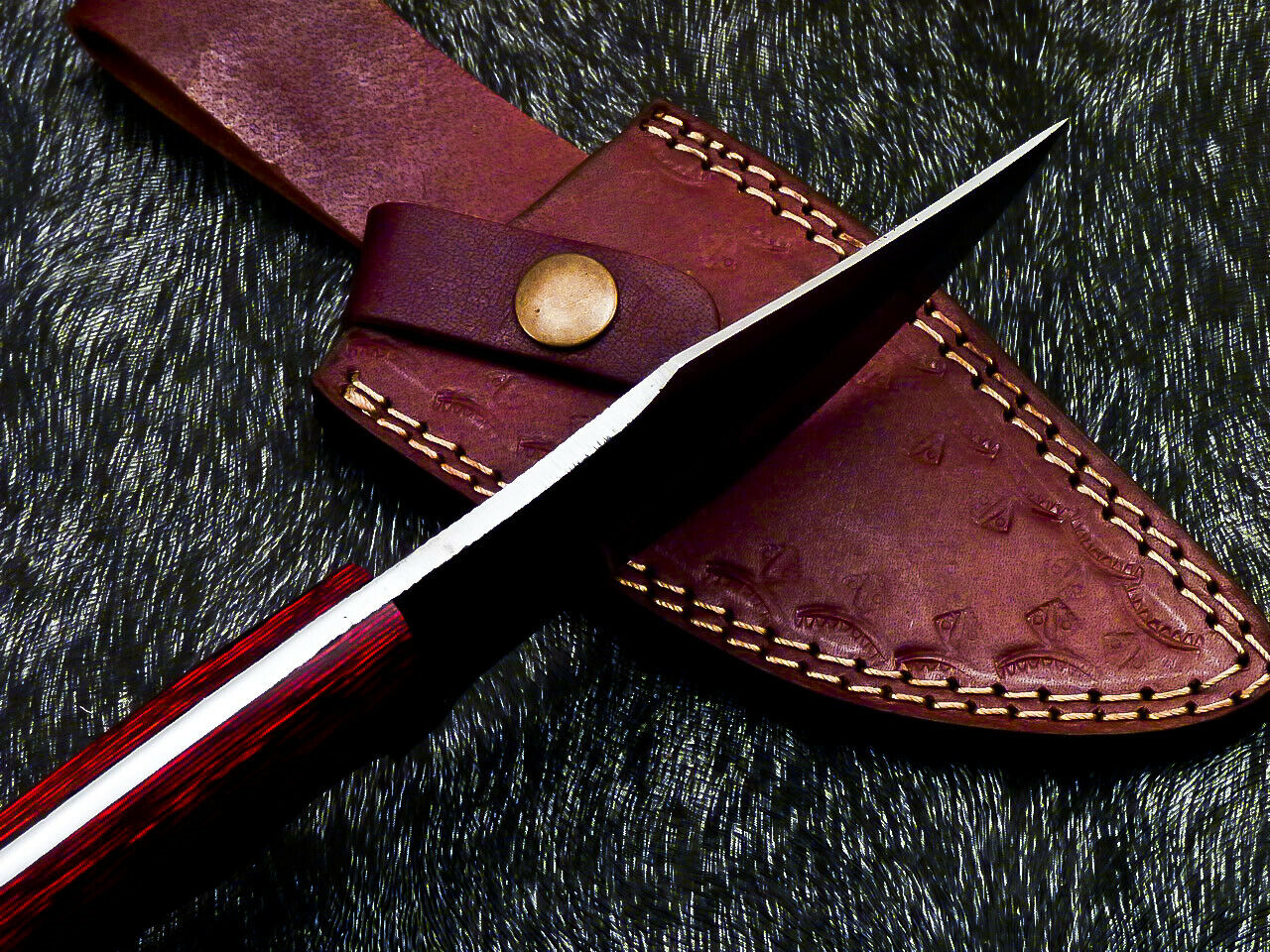 HS-578 Custom Hand Forged High Carbon Real File Steel Blade - 8" Skinning Knife