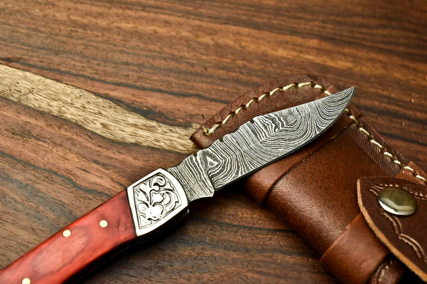 HS-1129 '' Hand Made Damascus Steel Blade Back Lock Folding Knife