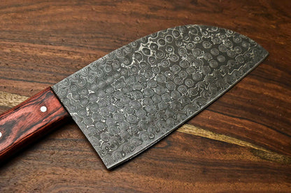 HS-272 Hand Made Damascus Steel Blade Chopper Cleaver Knife Full Tang Knife | Hard Wood