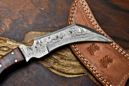 HS-899 Handmade Damascus Hunting Blade Karambit Full Tang Knife