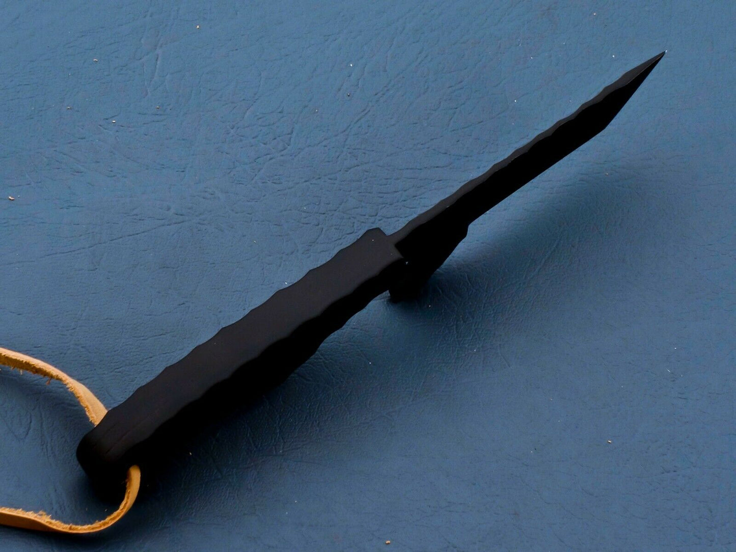 HS-946 Hand Forged J2 Steel Bull Cutter Knife – Ceramic Coated Blade with Leather Sheath
