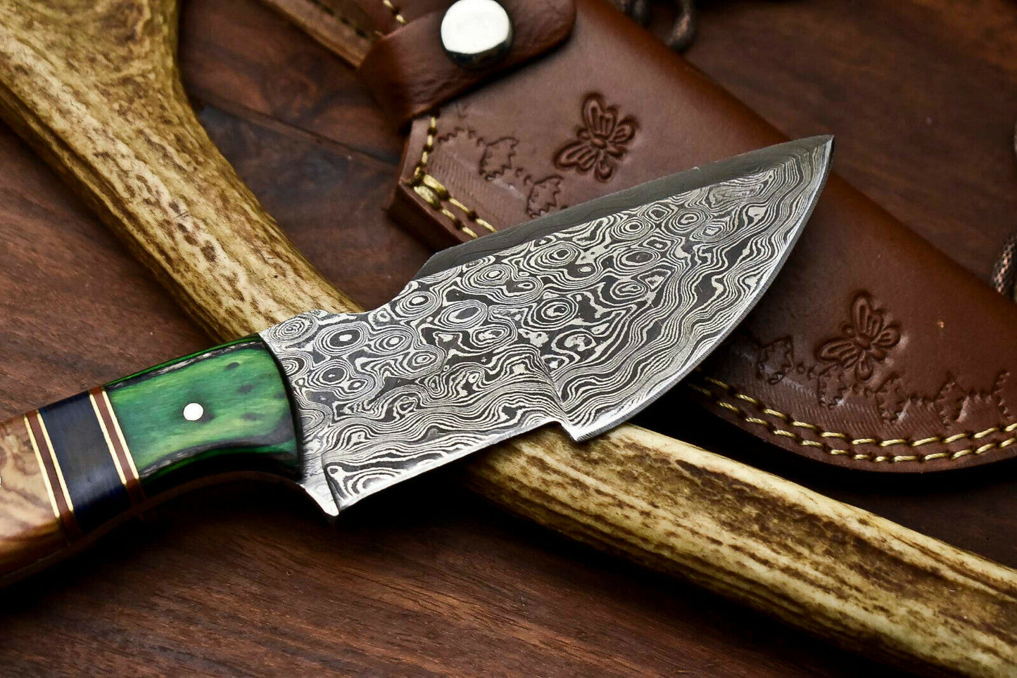 HS-921 Custom Handmade Damascus Steel Tracker Knife - Beautiful Wood Handle