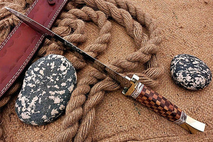 HS-1103 | Custom Handmade Steel D2 Fighter Hunting Combat Mini Sword knife With Wood Handle