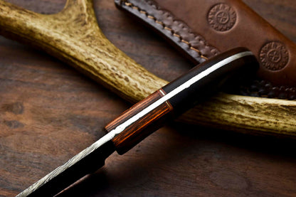 HS-696 Custom Handmade Damascus Steel Skinner Knife - Beautiful Wood Handle