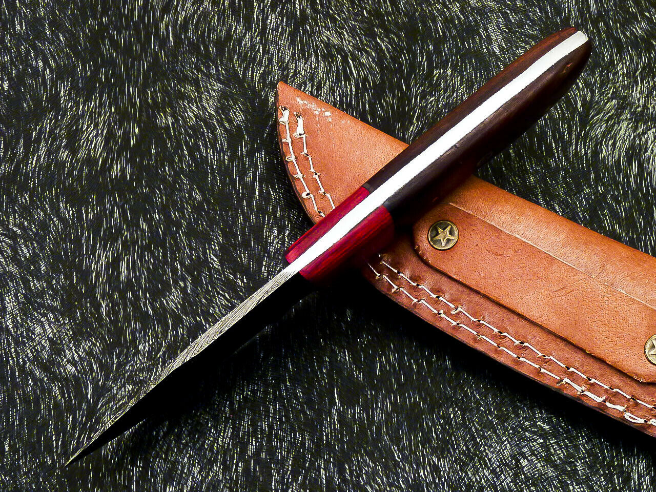 HS-580 Custom Hand Forged Damascus Steel 8" Hunting Knife -Pakka & Natural Wood