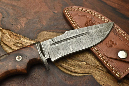 HS-394 '' Handmade Damascus Steel Blade Hunting Knife | Walnut Wood