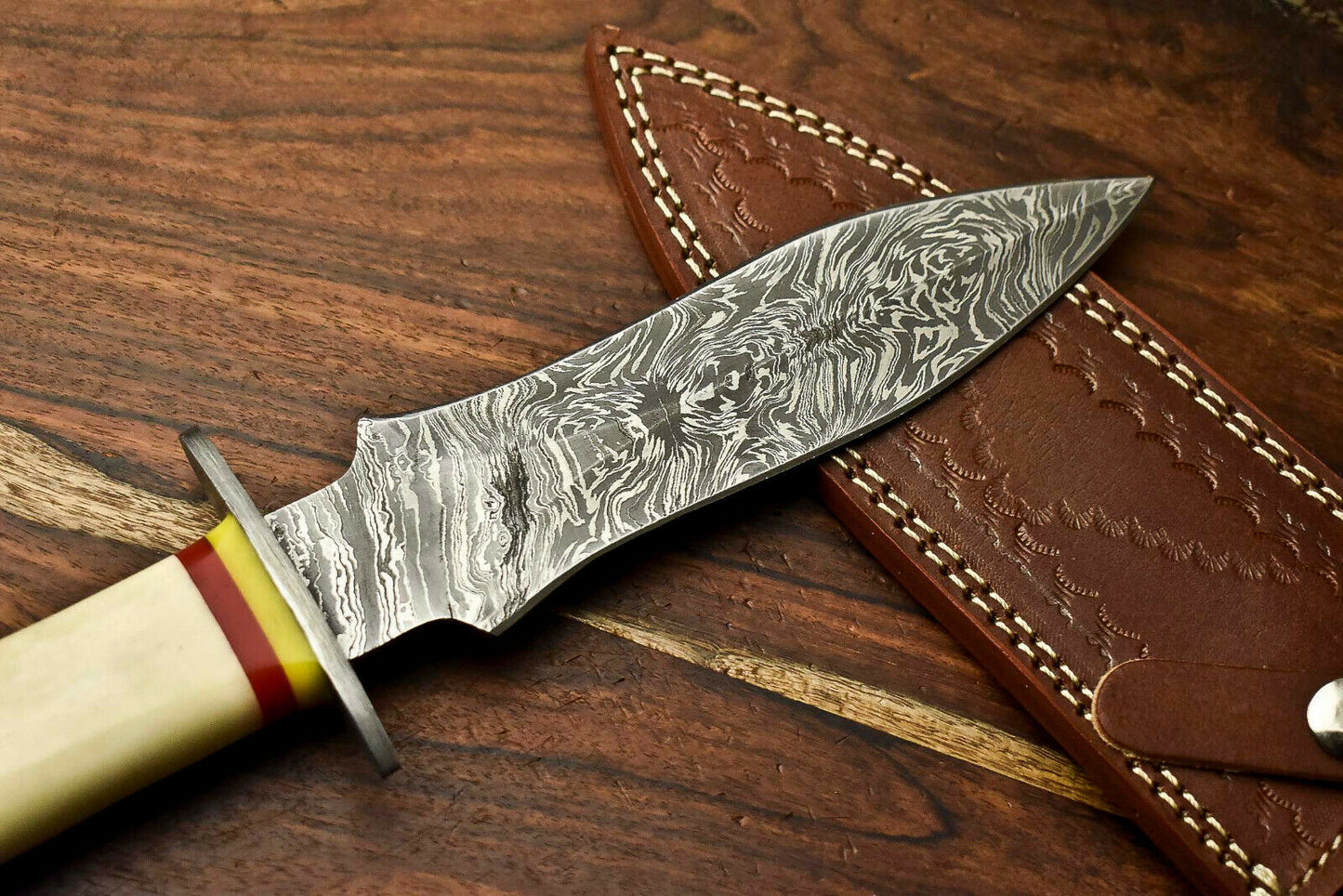 HS-858 Rare!!! Custom HandMade Damascus Steel Dagger Knife | CAMEL BONE
